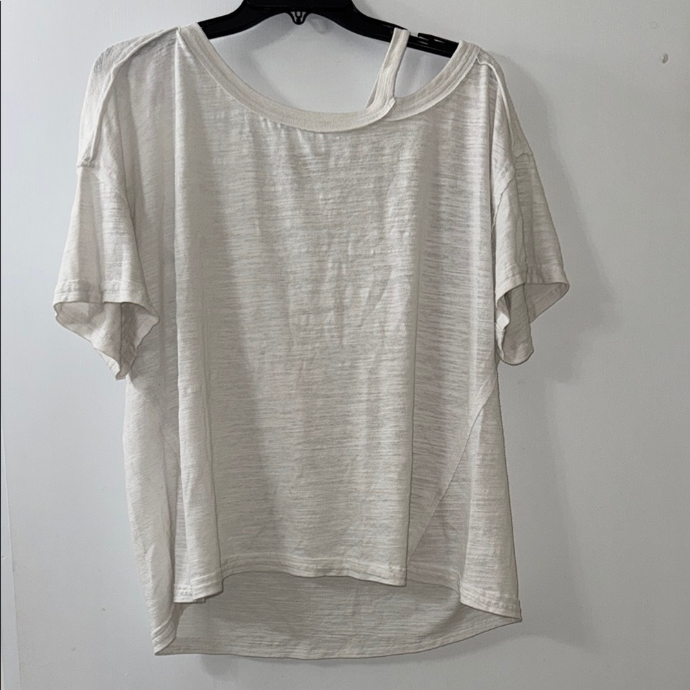We The Free Cream Asymmetrical Flutter Sleeve Tee